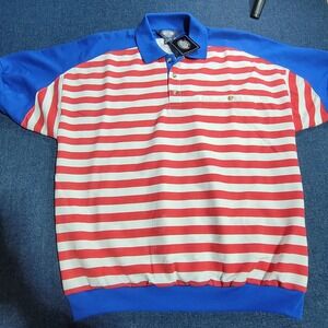 Knights Bridge For Men Striped Polo Shirt Blue Red White Vintage Pocket Size L